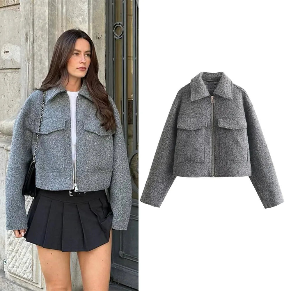 Teddy Jackets- Women Cropped Teddy Jacket for Trendy Winter Layers- - Pekosa Women Fashion