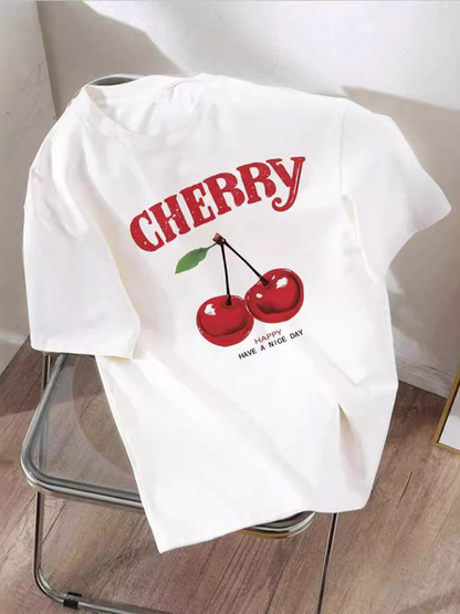 Cherry Happy Day Tee - Graphic T-Shirt for Women