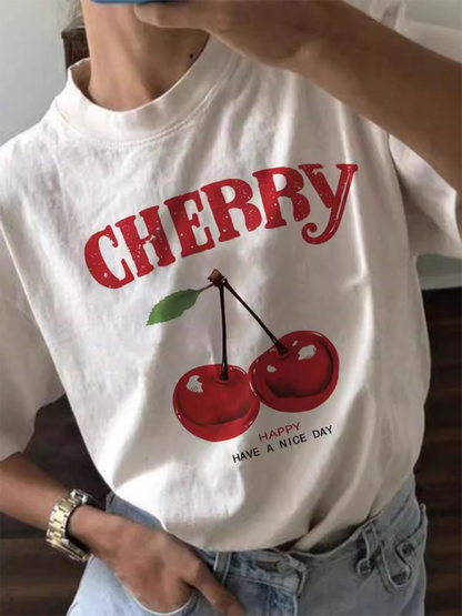 Cherry Happy Day Tee - Graphic T-Shirt for Women