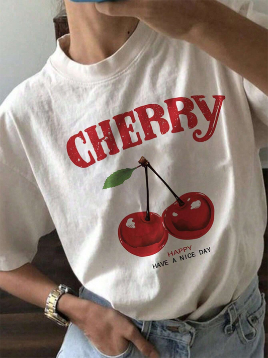 Cherry Happy Day Tee - Graphic T-Shirt for Women