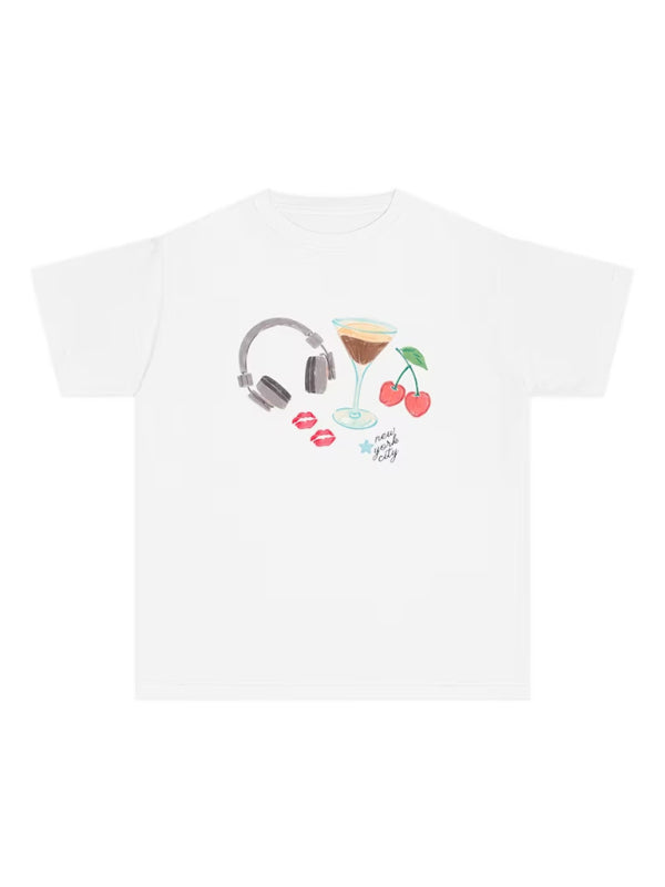 Cherry T-shirt d'été à manches courtes pour femme en mélange de coton