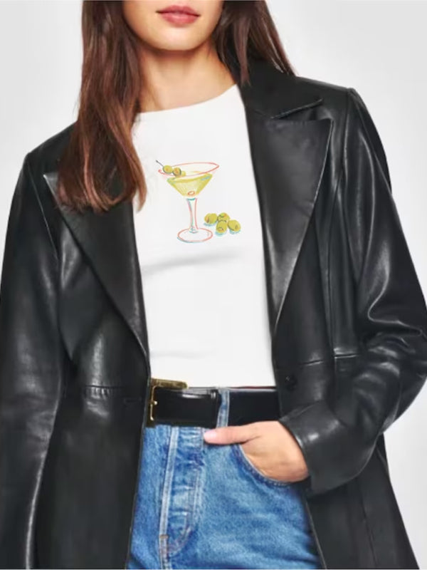 Cherry T-shirt d'été à manches courtes pour femme en mélange de coton