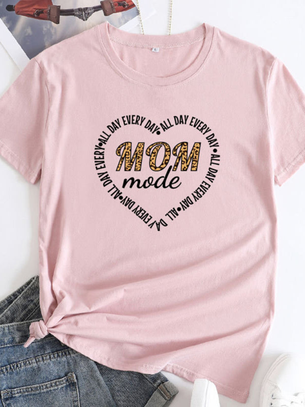 T-shirt en coton à manches courtes pour femmes Mom Day 