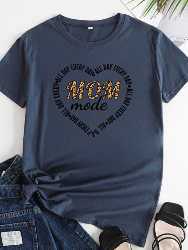 T-shirt en coton à manches courtes pour femmes Mom Day 