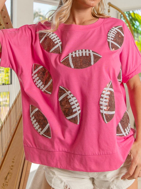 Sequined Football T-Shirt for Game Day Looks