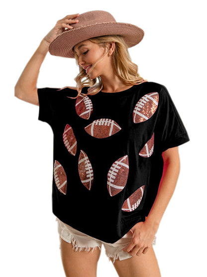 Sequined Football T-Shirt for Game Day Looks