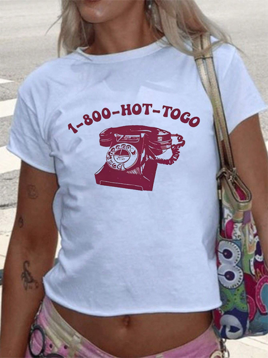 Women '1-800-HOT-TOGO' Shirt - Crop Tee