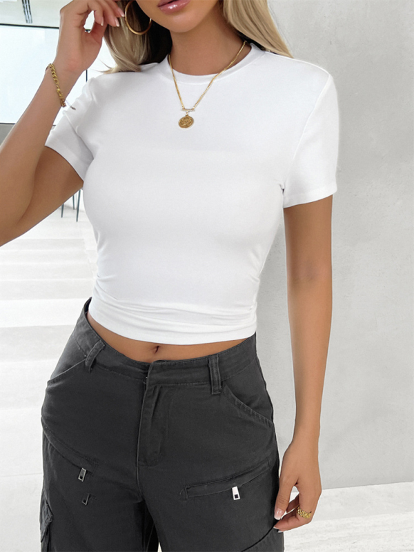 Tees- Women's Solid Crop T-Shirt for Everyday Wear- - Pekosa Women Fashion