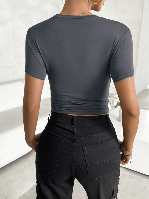 Tees- Women's Solid Crop T-Shirt for Everyday Wear- - Pekosa Women Fashion