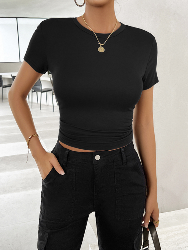 Tees- Women's Solid Crop T-Shirt for Everyday Wear- - Pekosa Women Fashion