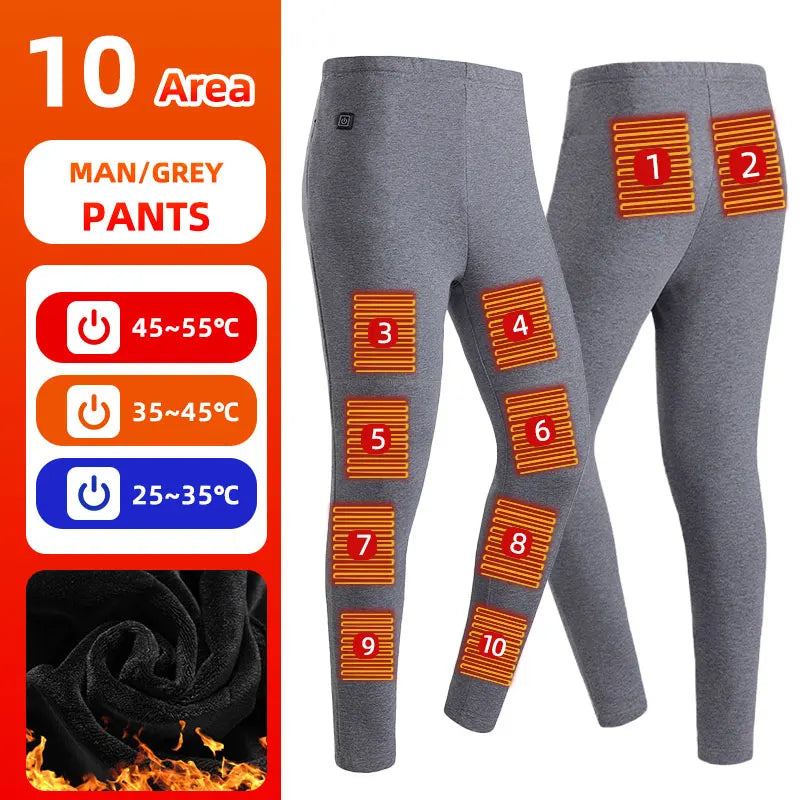 Thermal Outfits - 22 Zone Heated Underwear USB Thermals for Outdoor