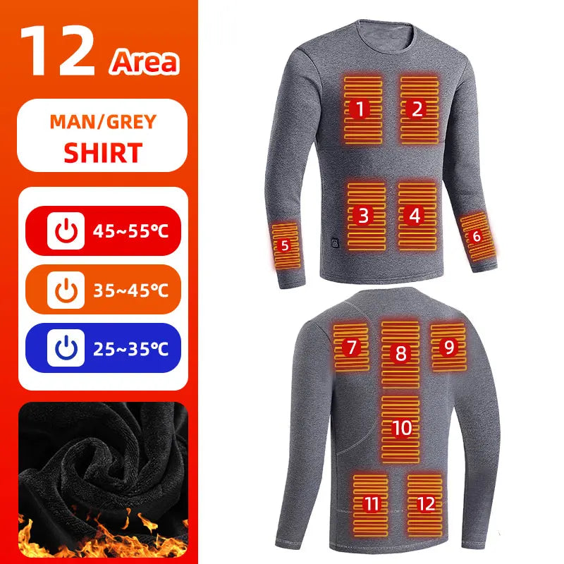 Thermal Outfits - 22 Zone Heated Underwear USB Thermals for Outdoor