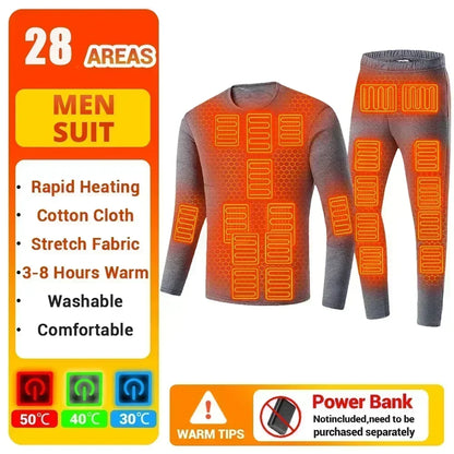 Thermal Outfits - Winter Warmth Heated Suit USB 28 Areas Electric Thermal Apparel