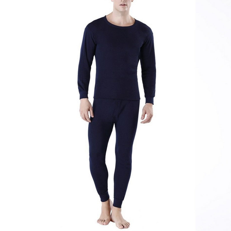 Thermal Set - Men's Fleece-Lined Thermal Set Sleepwear Winter Loungewear