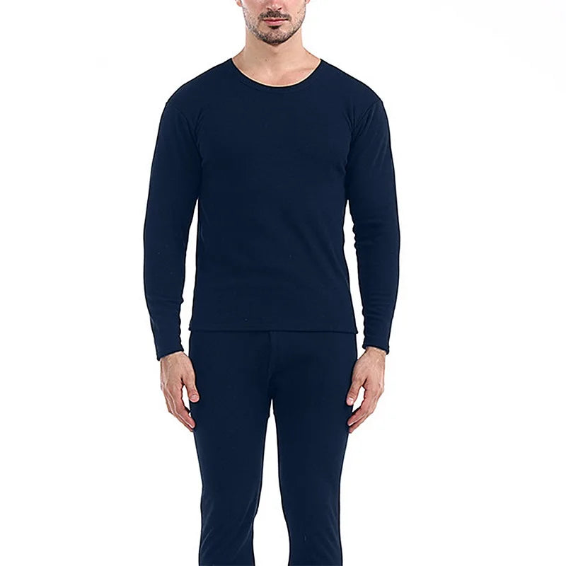 Thermal Set - Men's Fleece-Lined Thermal Set Sleepwear Winter Loungewear