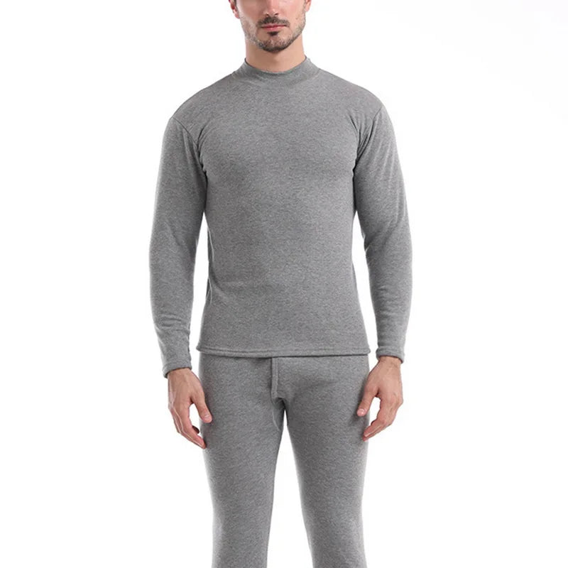 Thermal Set - Men's Fleece-Lined Thermal Set Sleepwear Winter Loungewear