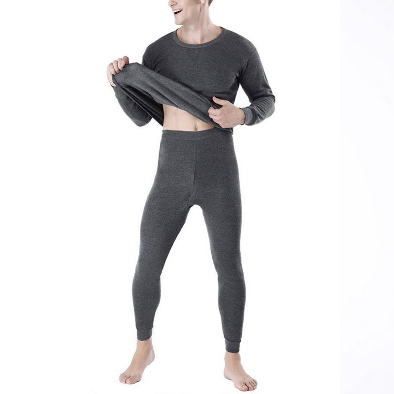 Thermal Set - Men's Fleece-Lined Thermal Set Sleepwear Winter Loungewear