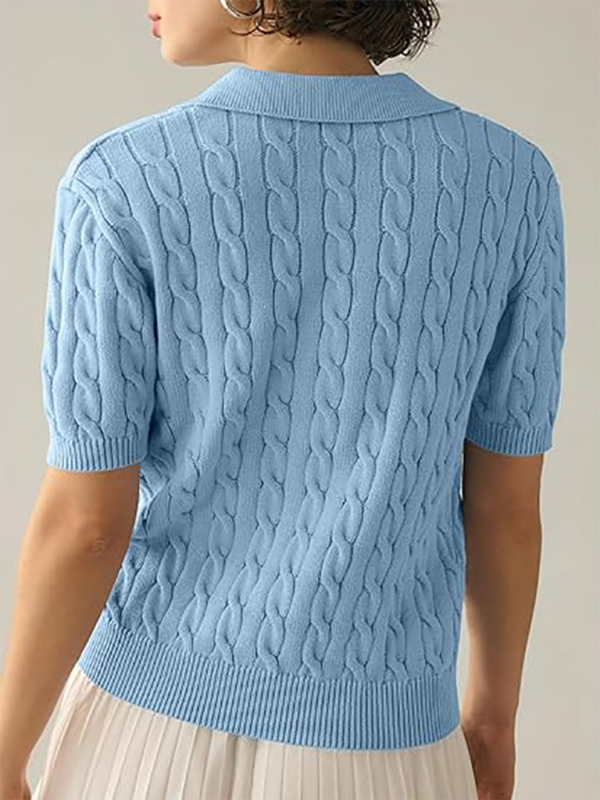 Tops - All-Season Cable Knit Polo