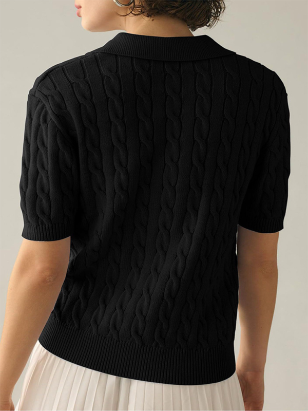 Tops - All-Season Cable Knit Polo