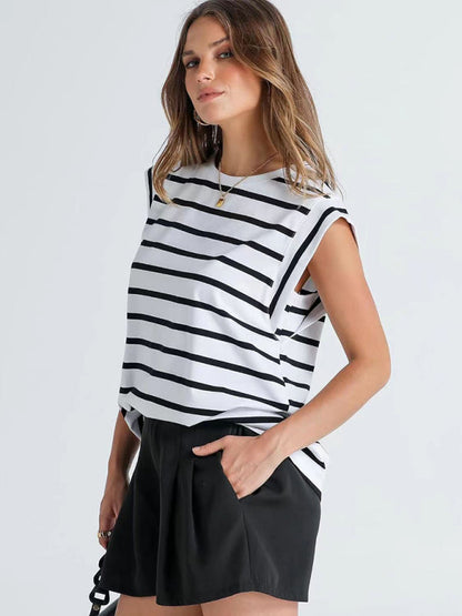 Solid Cap Sleeves Blouse - Essential Top for Women