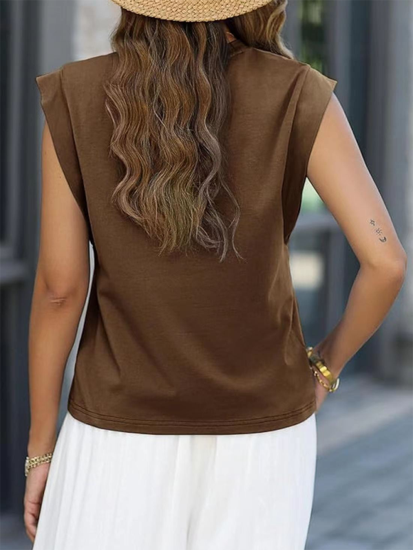 Solid Cap Sleeves Blouse - Essential Top for Women