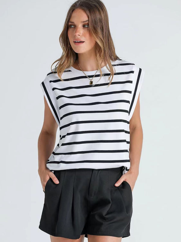 Solid Cap Sleeves Blouse - Essential Top for Women