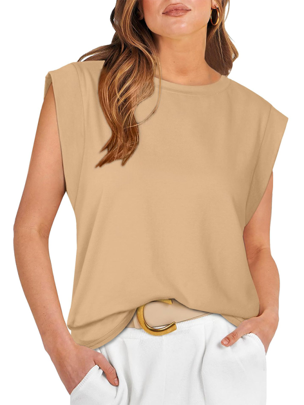 Solid Cap Sleeves Blouse - Essential Top for Women