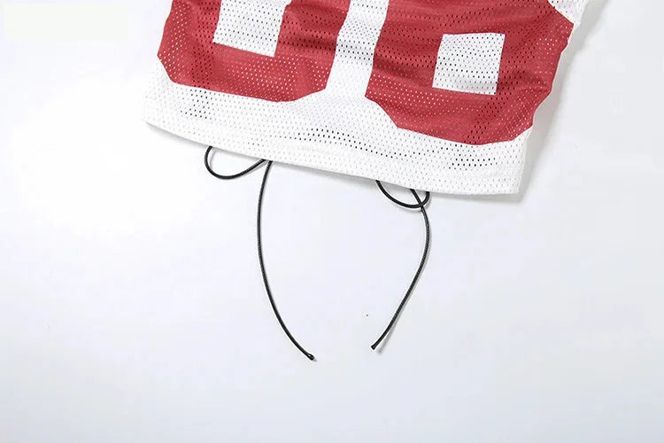 Football College Top with Lace-Up Back for Girls