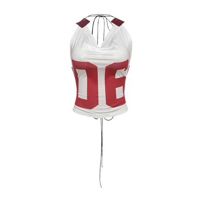 Football College Top with Lace-Up Back for Girls