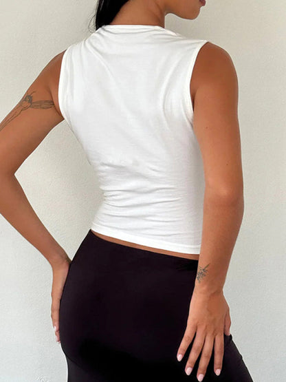 Ärmelloses Tanktop mit Schleifenverzierung für Damen in Slim Fit