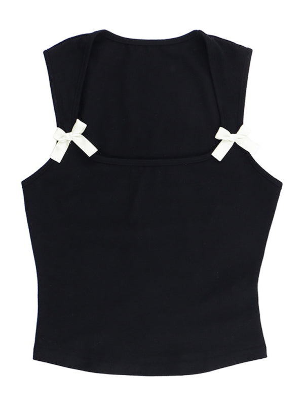 Ärmelloses Tanktop mit Schleifenverzierung für Damen in Slim Fit