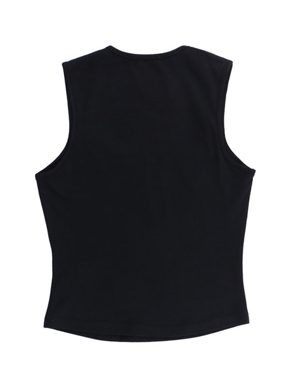 Ärmelloses Tanktop mit Schleifenverzierung für Damen in Slim Fit