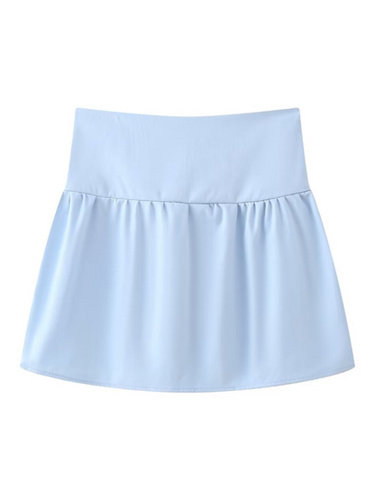 Tops- Summer Solid Cotton Peplum Strapless Tube Top for Women- Clear blue- Pekosa Women Fashion