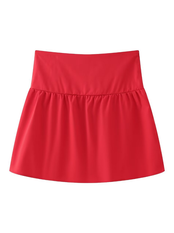 Tops- Summer Solid Cotton Peplum Strapless Tube Top for Women- Red- Pekosa Women Fashion