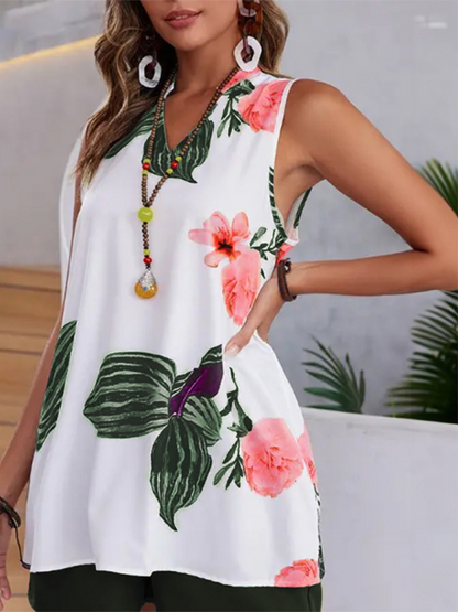 Women Floral V-Neck Top Essential for Casual Summer Outings