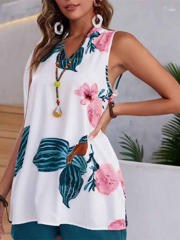 Women Floral V-Neck Top Essential for Casual Summer Outings