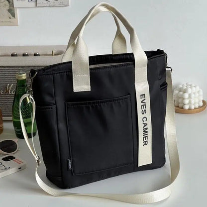 Tote Bags- Compact Water-Resistant Travel-Friendly Tote Bag- Black- Pekosa Women Fashion