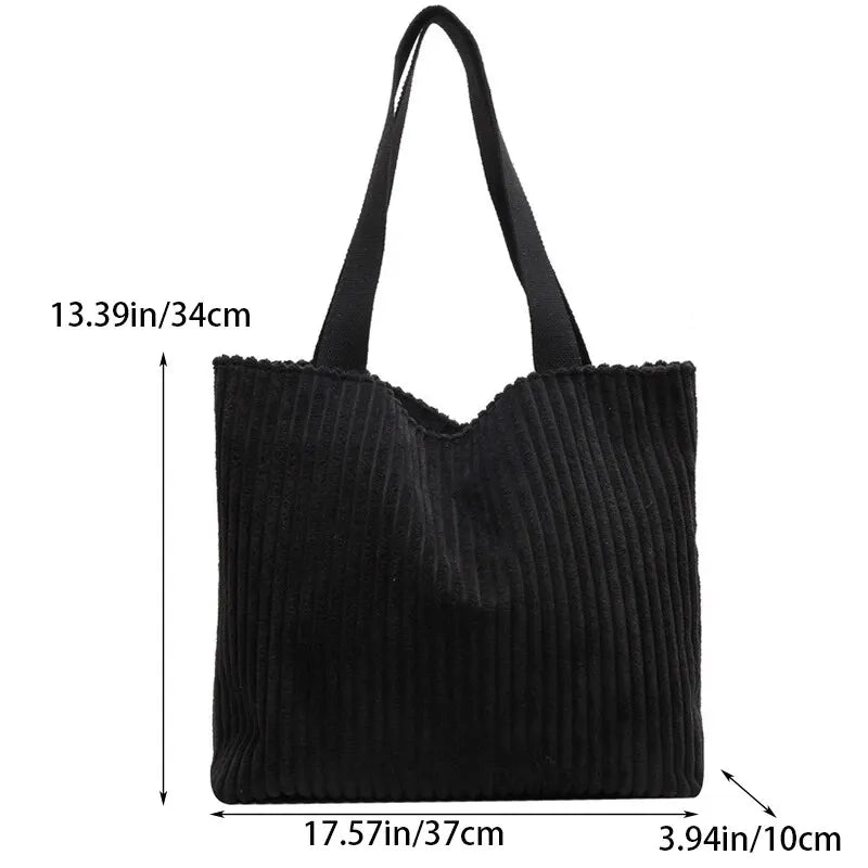 Tote Bags- Corduroy Tote Shoulder Bag for Shopping & Casual Outings- - Pekosa Women Fashion