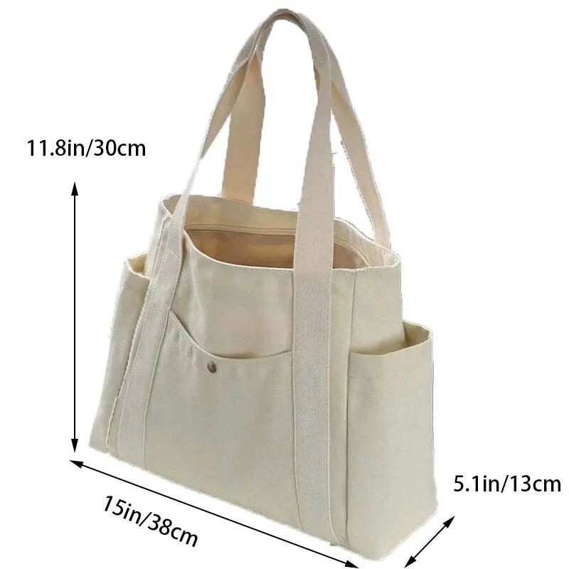 Tote Bags- Durable Canvas Tote Bag with Structured Design- - Pekosa Women Fashion