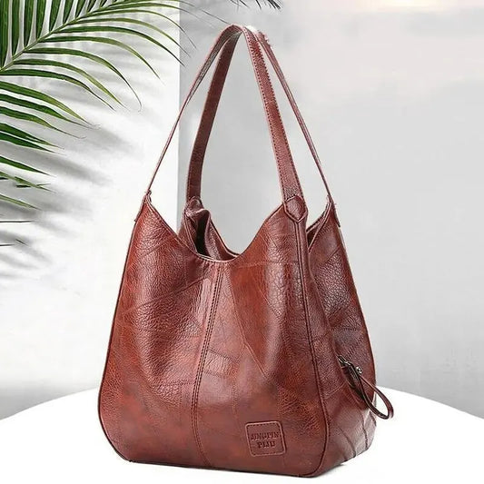 Tote Bags - Faux Leather Marble Grain Shoulder Bag Daily Commuter