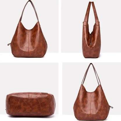 Tote Bags - Faux Leather Marble Grain Shoulder Bag Daily Commuter