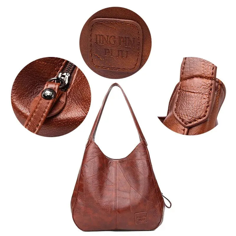 Tote Bags - Faux Leather Marble Grain Shoulder Bag Daily Commuter