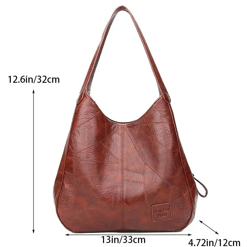 Tote Bags - Faux Leather Marble Grain Shoulder Bag Daily Commuter