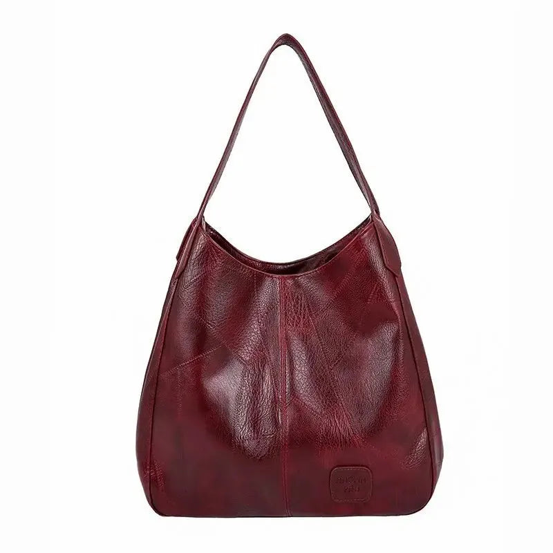 Tote Bags - Faux Leather Marble Grain Shoulder Bag Daily Commuter