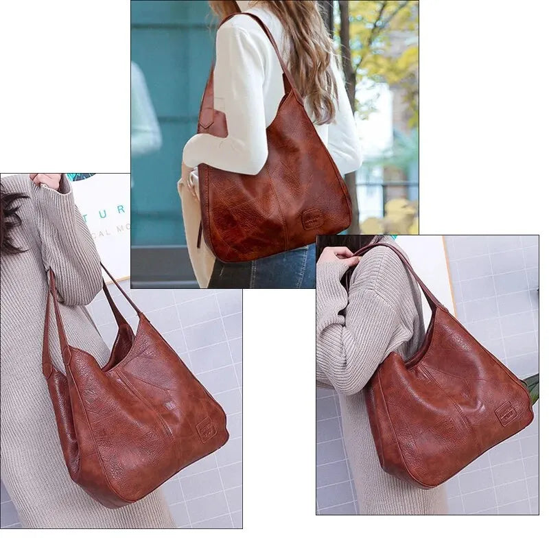 Tote Bags - Faux Leather Marble Grain Shoulder Bag Daily Commuter