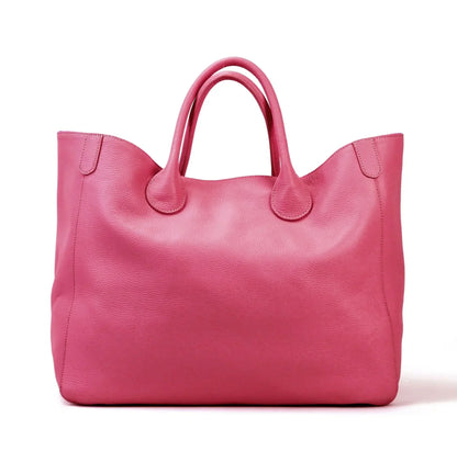 Tote Bags- Large Genuine Leather Shopper Tote Bag- Rose red- Pekosa Women Fashion