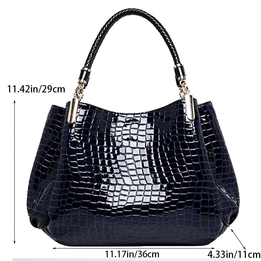 Tote Bags - Luxe Large Capacity Croc-Embossed Tote for Daily Commute