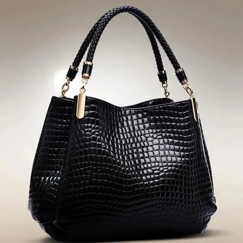 Tote Bags - Luxe Large Capacity Croc-Embossed Tote for Daily Commute