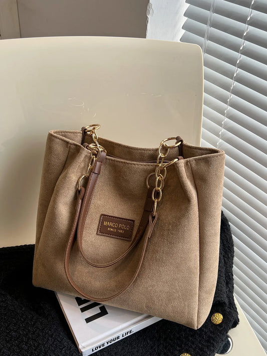 Tote Bags - Luxury Faux Suede Ladies Tote – Perfect for Commuting & Casual Occasions