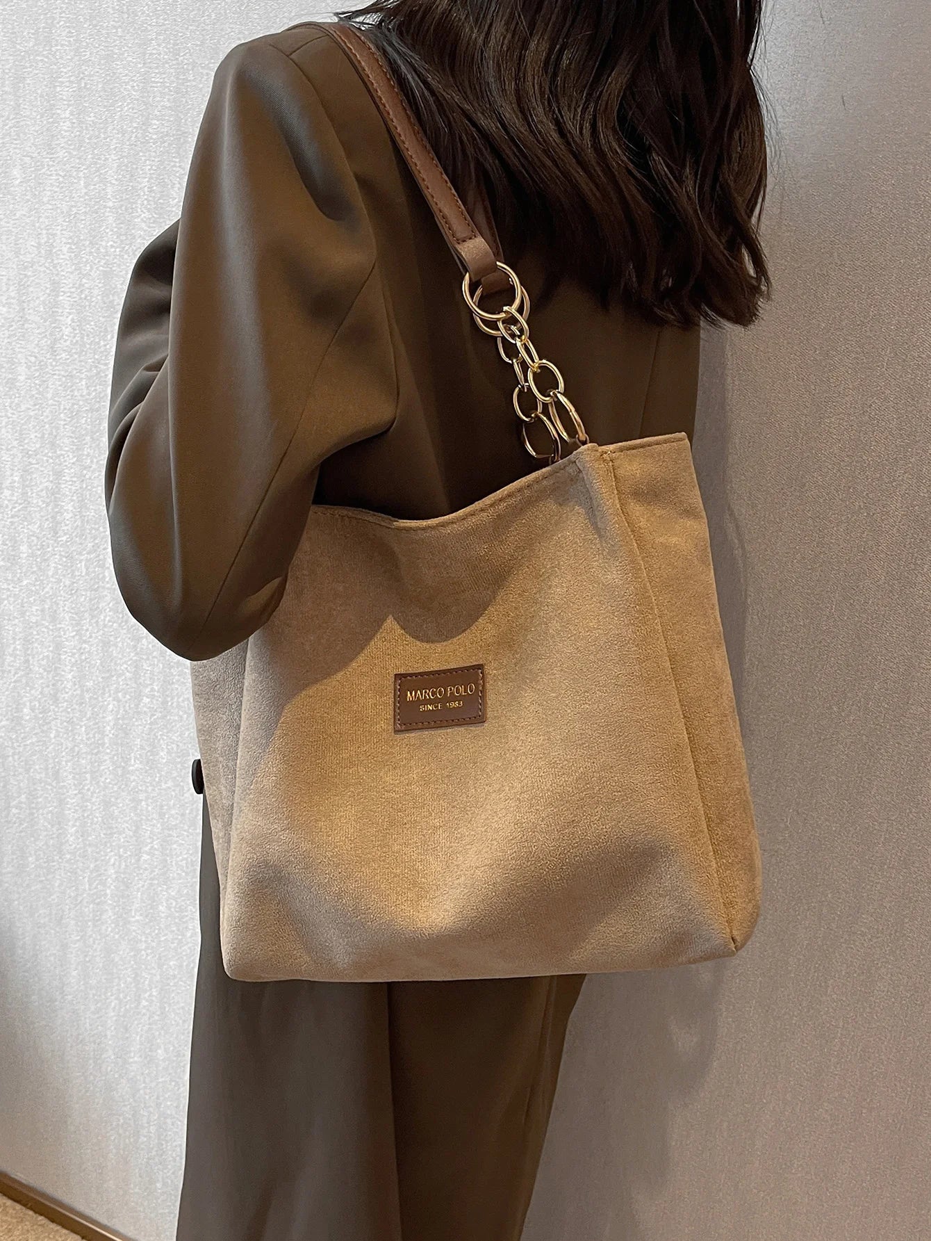 Tote Bags - Luxury Faux Suede Ladies Tote – Perfect for Commuting & Casual Occasions